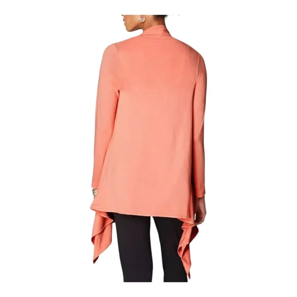 J. Jill Wearever Collection Apricot Asymetric Two Way Open Front Cardigan - XL - Picture 2 of 8